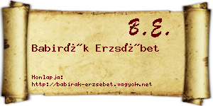Babirák Erzsébet névjegykártya